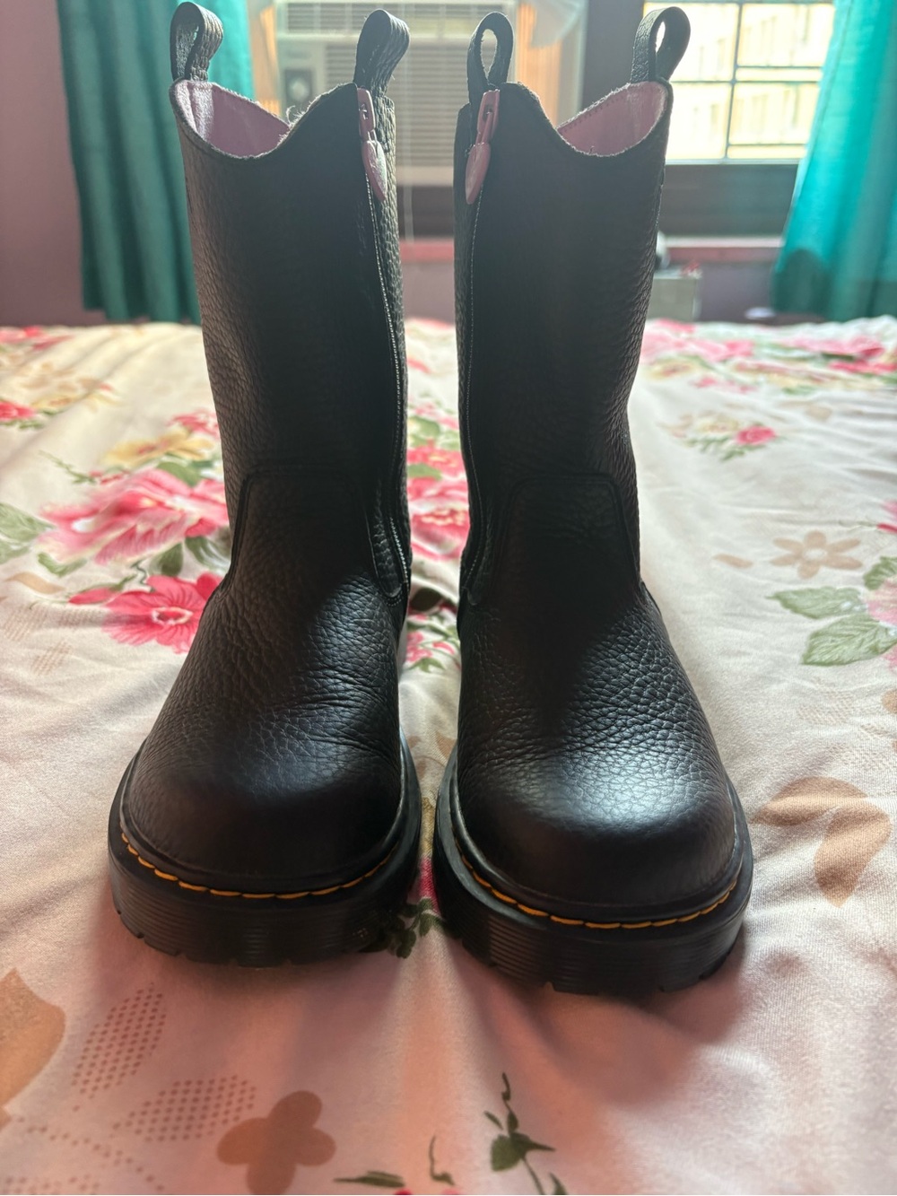 Dr. Martens Black Boots with Pink Lining